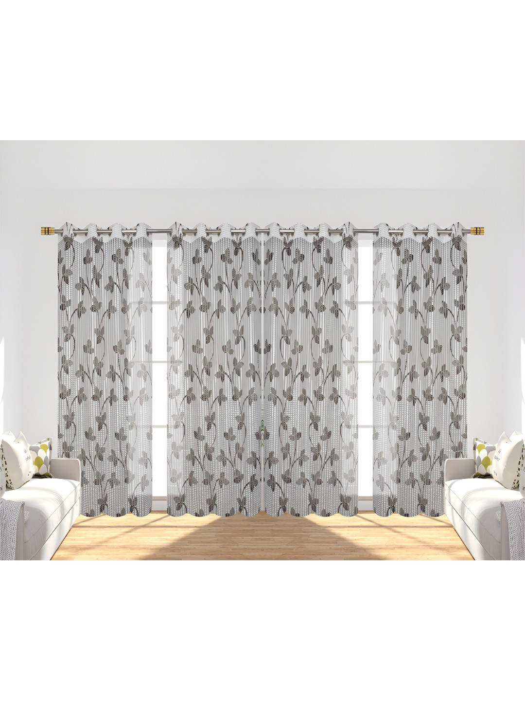 Panipat Textile Hub Brown & White 4 Pcs Striped Long Door