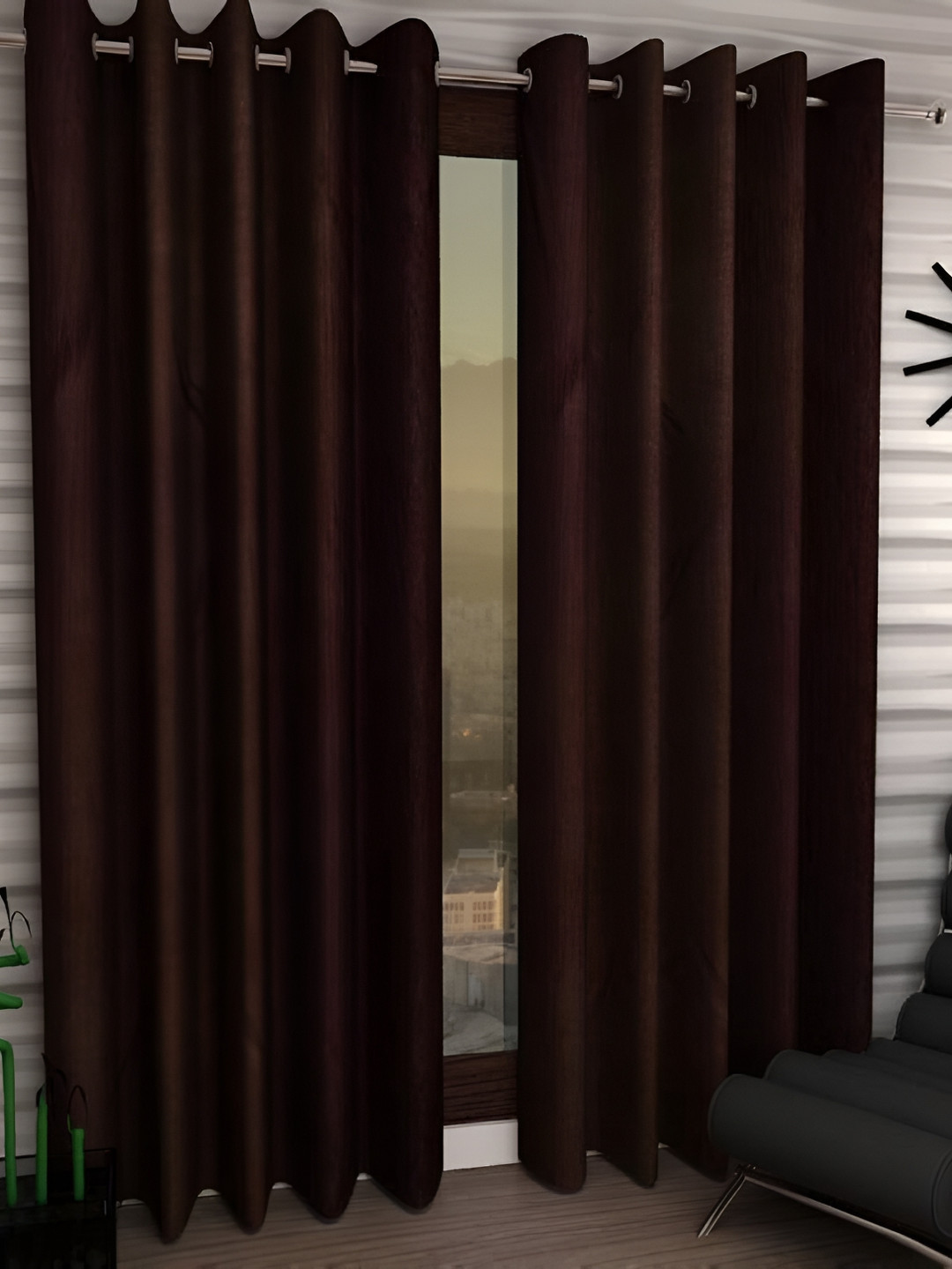 Panipat Textile Hub Brown 2 Pieces Door Curtains