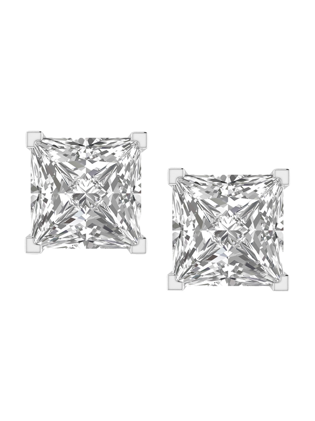 ORIONZ Sterling Silver Square Shaped Cubic Zirconia Studs