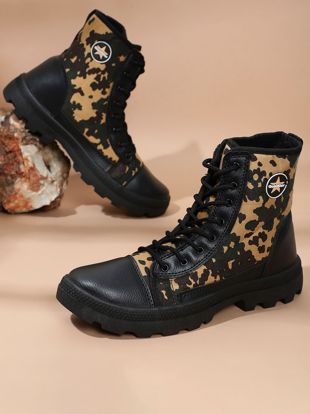 Goldstar Printed Round Toe Mid-Top Boots