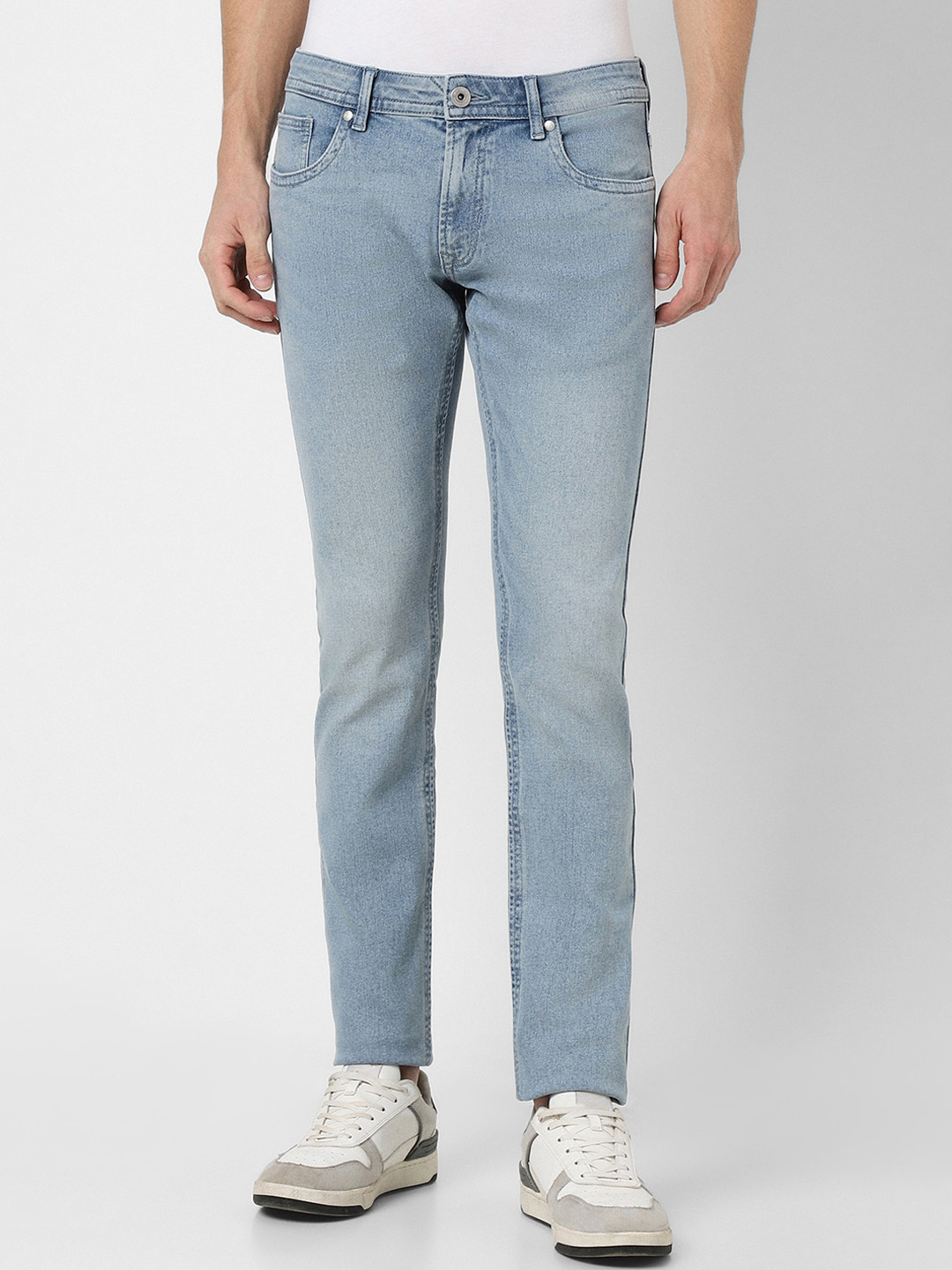 Peter England Casuals Men Skinny Fit Mid-Rise Light Shade Clean Look Stretchable Jeans