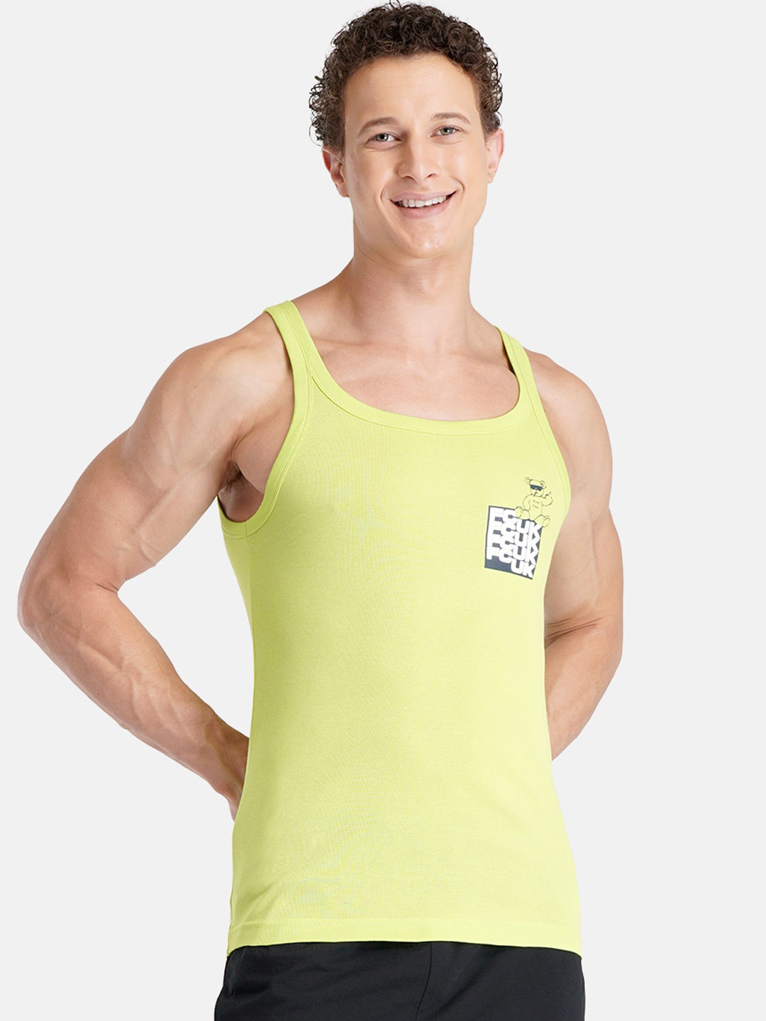 FCUK Printed Cotton Moisture Wicking Technology Innerwear Vest