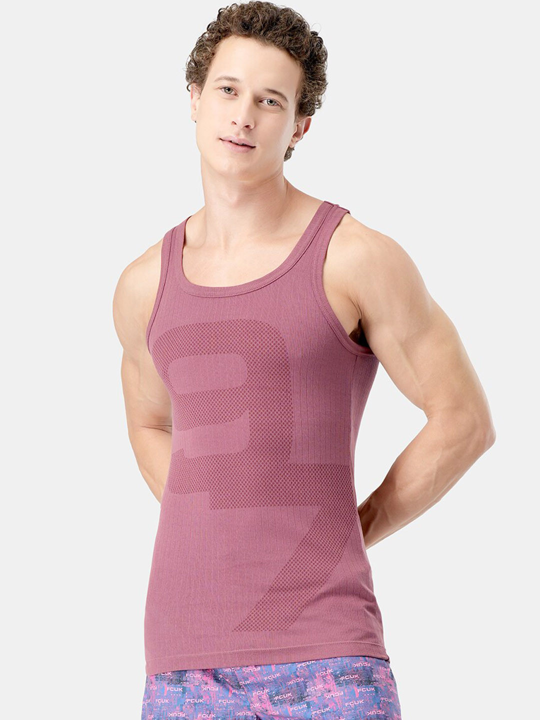 FCUK Printed Cotton Innerwear Vest PUT-01-WLD GR