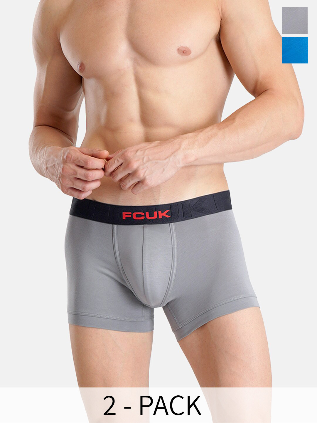 FCUK Pack Of 2 Antimicrobial Short Trunks ARC-T-02-MYKBL-ULGRY
