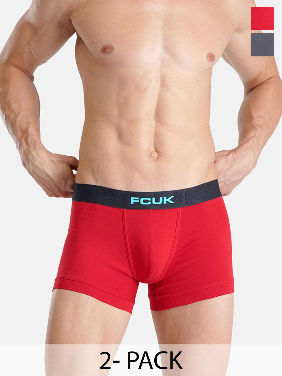 FCUK Pack Of 2 Antimicrobial Short Trunks ARC-T-02-HTRD-GRPS