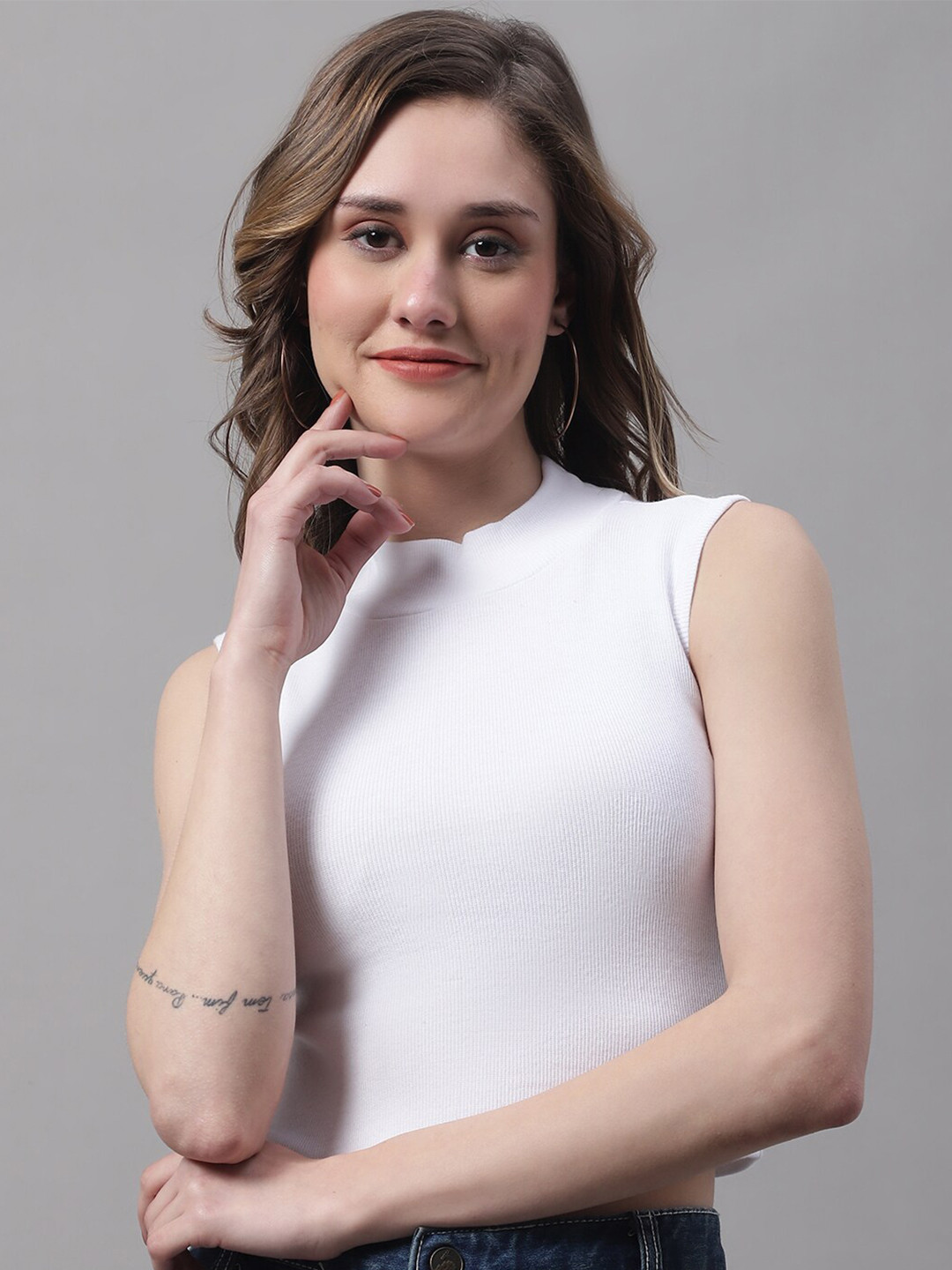 FBAR High Neck Sleeveless Cotton Fitted Crop Top
