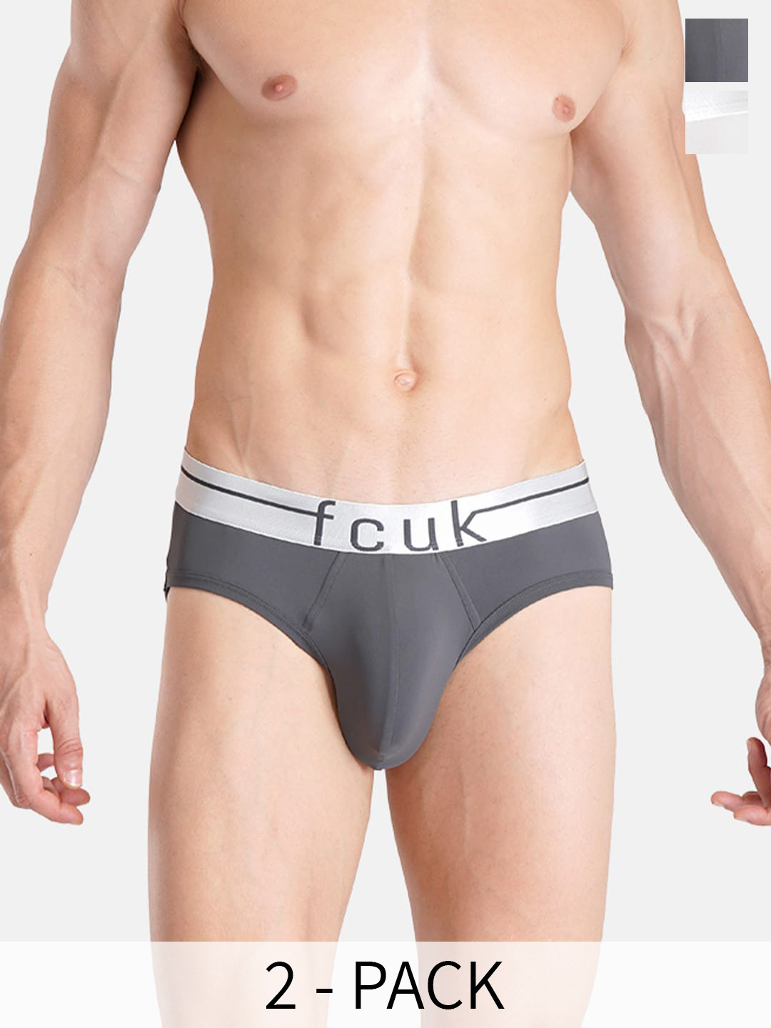 FCUK Pack Of 2 Cotton Basic Briefs MER-B-02-HBRMST-ASPT