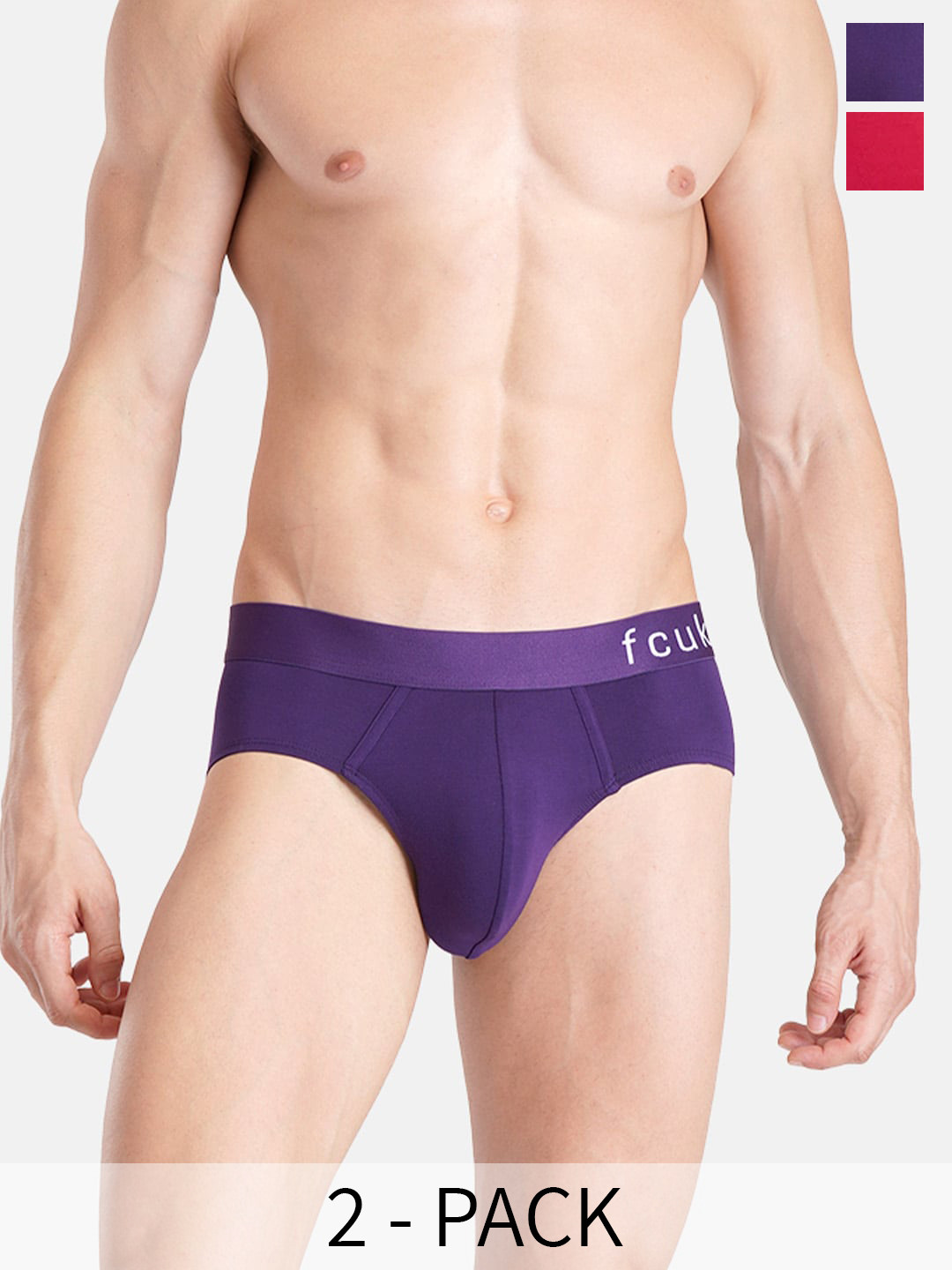 FCUK Pack Of 2 Park Royal Moisture Wicking Breathable Briefs PAR-B-02-TNGRD-CRJL