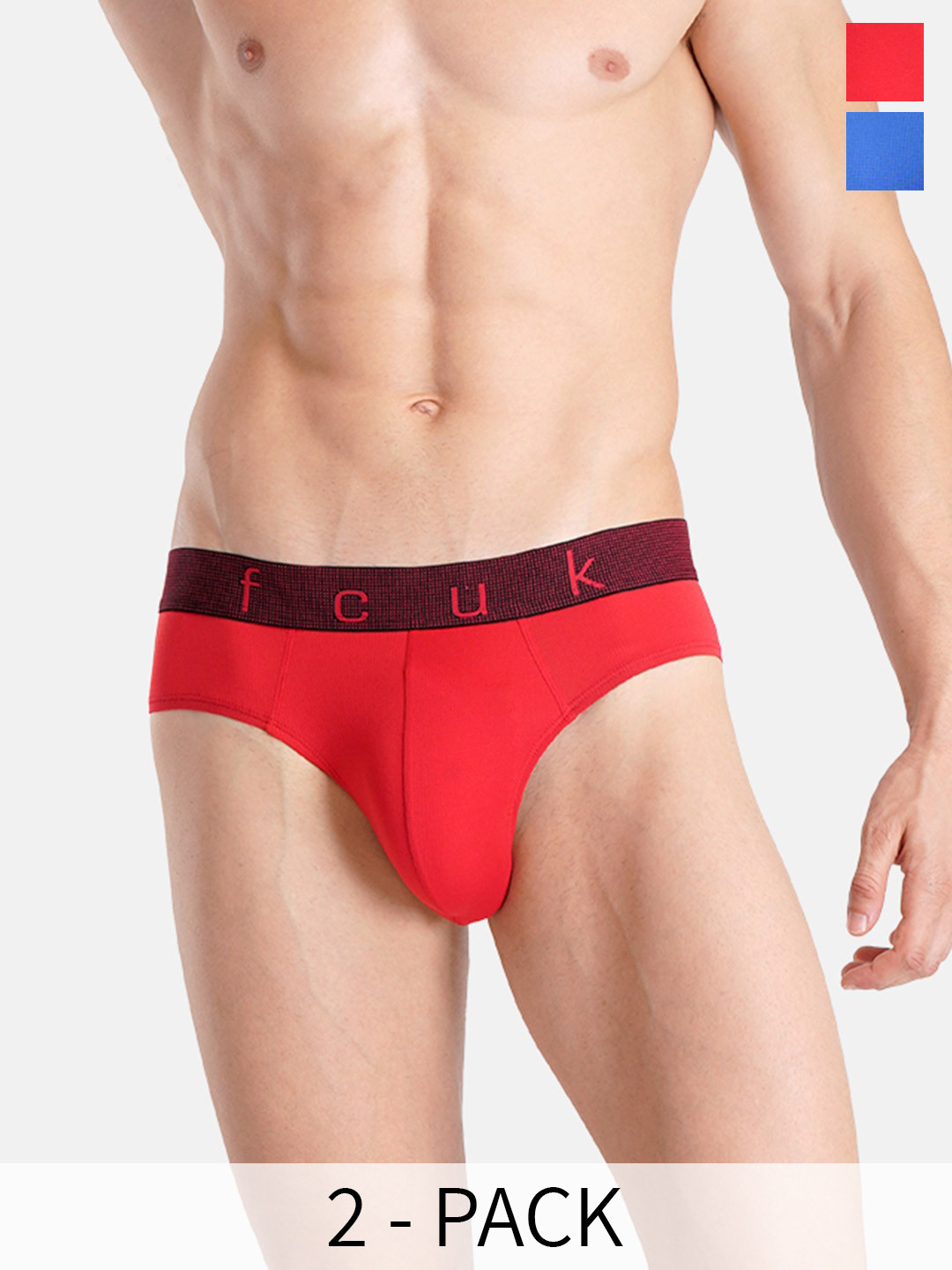 FCUK Pack Of 2 Guston Moisture Wicking Breathable Briefs GUS-B-02-SLS-SRF