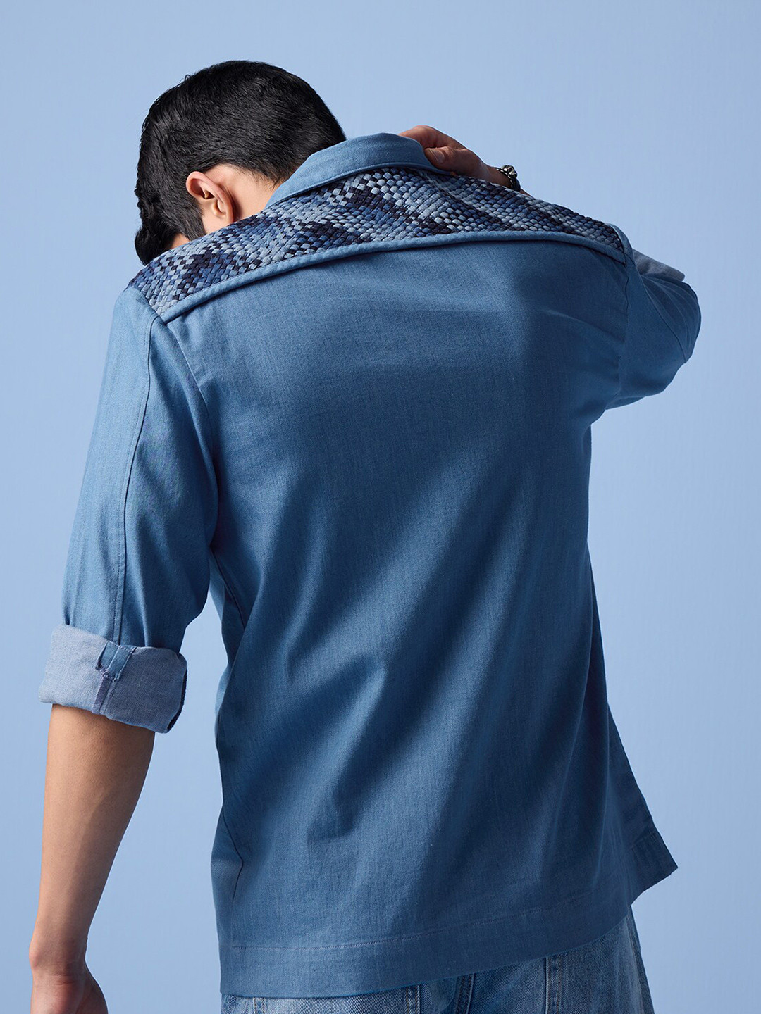 Andamen Premium Self Design Cotton Casual Overshirt Shackets