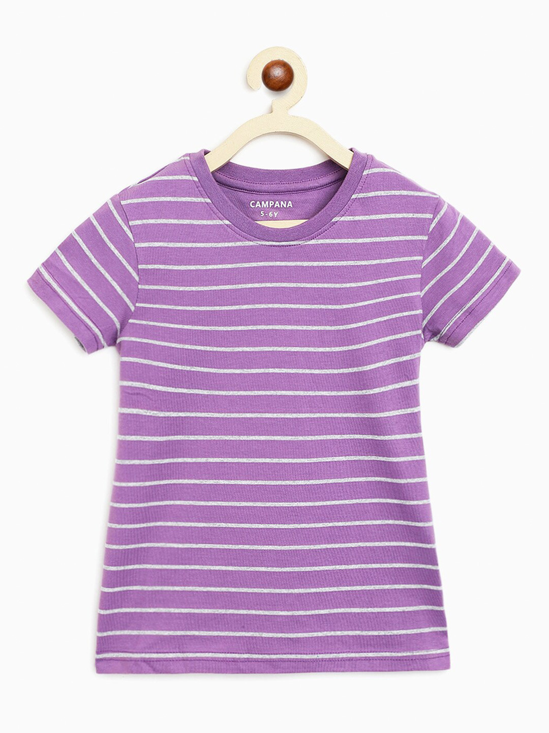 Campana Alexis Girls Striped Half Sleeves Round Neck T-shirt