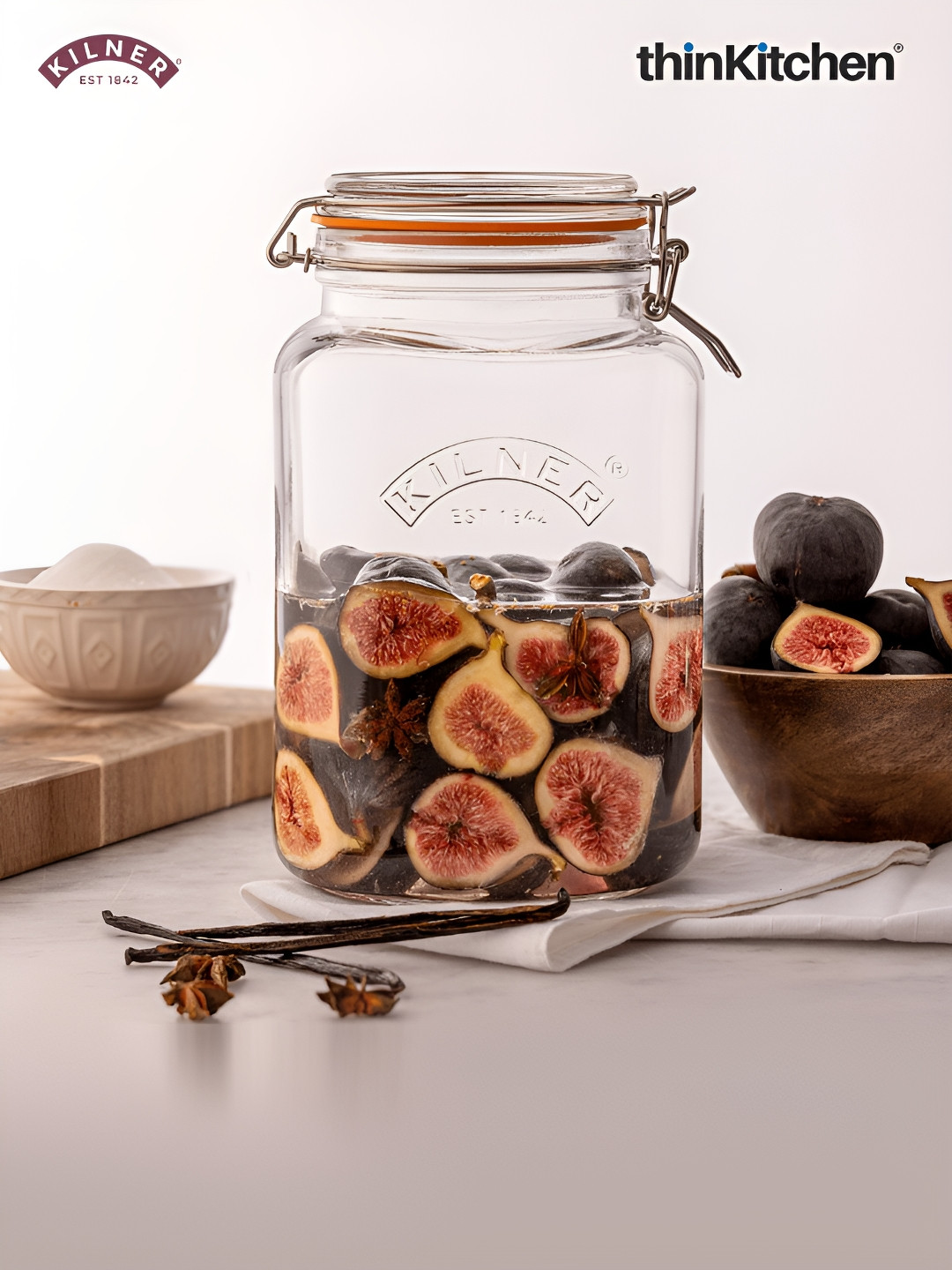 KILNER Transparent Glass Dishwasher Safe Food Container 3 Litres