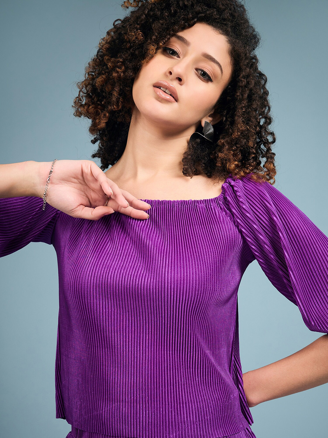 DressBerry Square Neck Top with Mid-Rise Palazzo Co-Ords