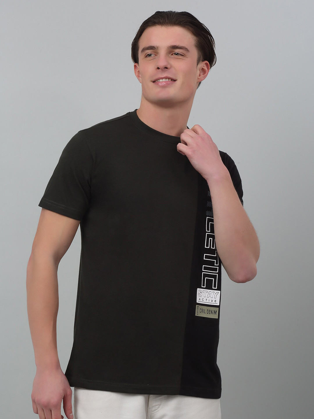 Cantabil Typography Printed Round Neck Cotton T-shirt