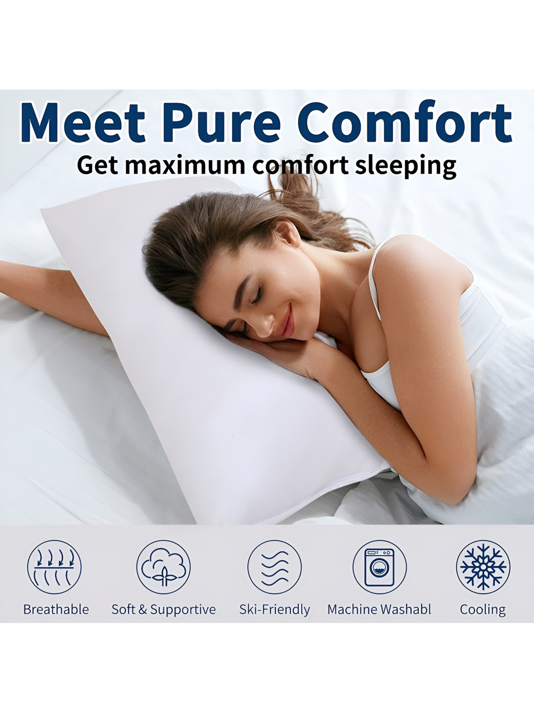 JD x White Solid Polyester Lightweight Set of 2 Medium Fibre Sleep Pillow-40.64 x 60.96 cm