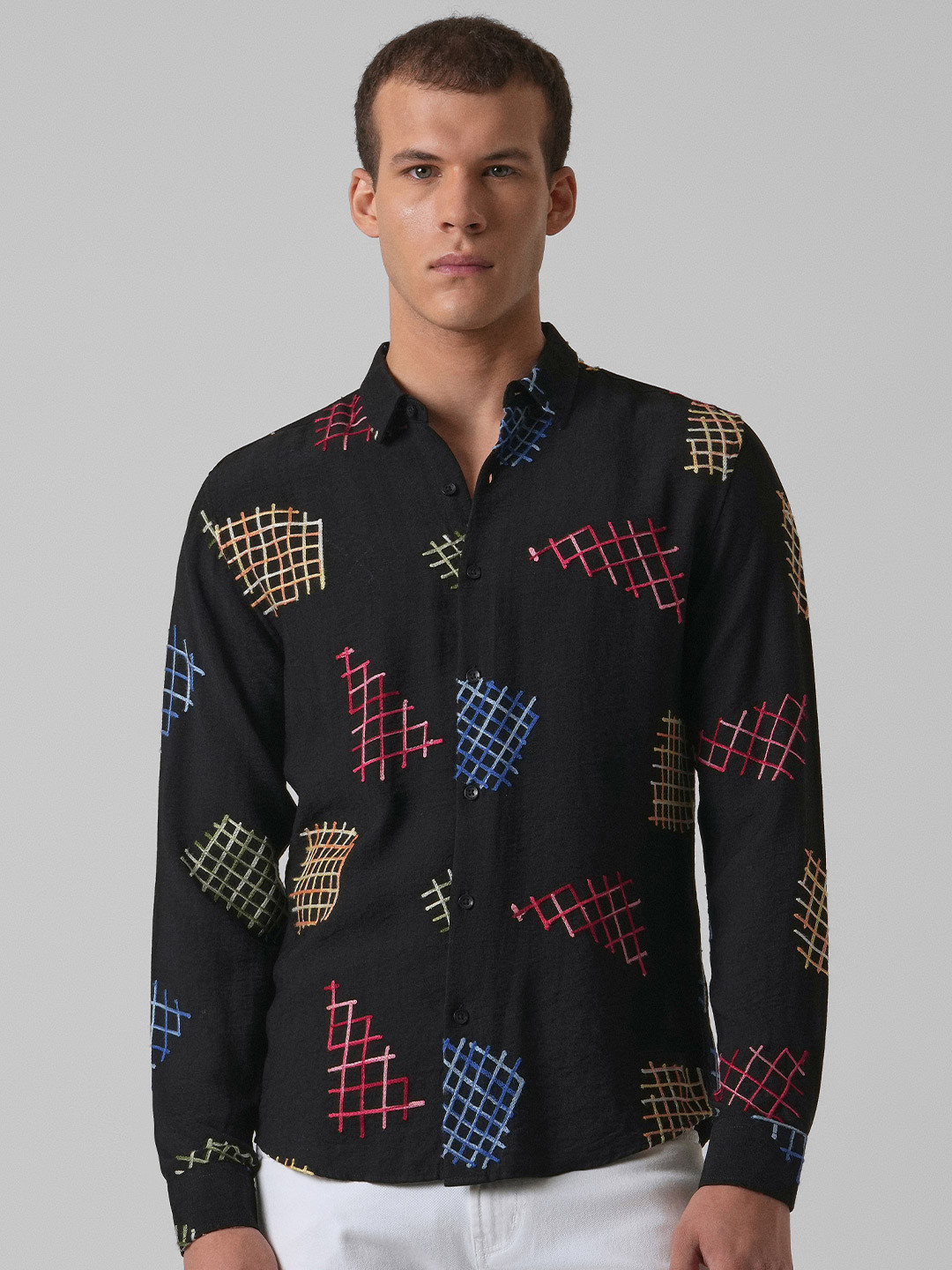 Banana Club Relaxed Slim Fit Floral Geometric Printed Casual Shirt