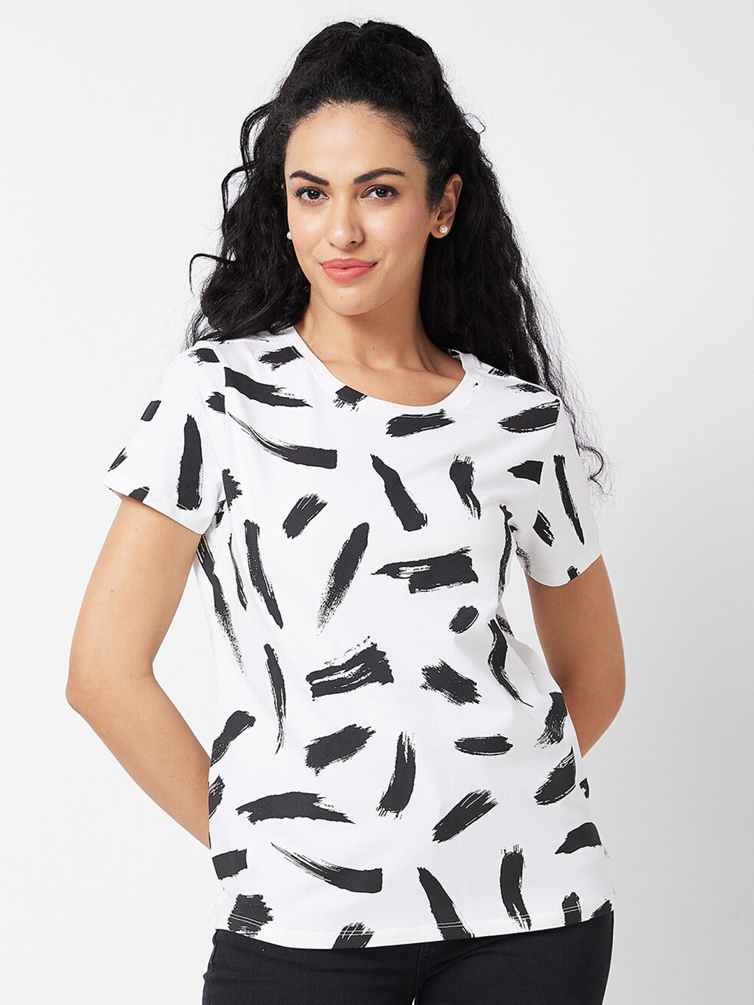 SPYKAR Graphic Printed Round Neck Half Sleeves Casual T-shirt