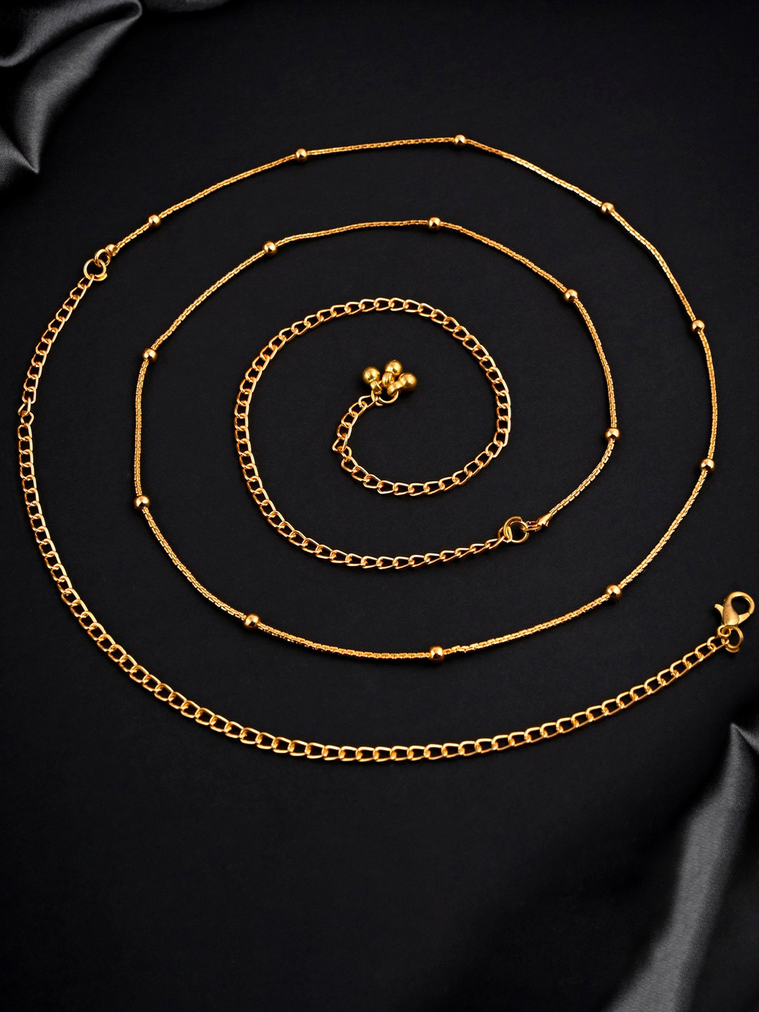 VAMA Women Adjustable Golden Waist Chain Beaded Kamarband