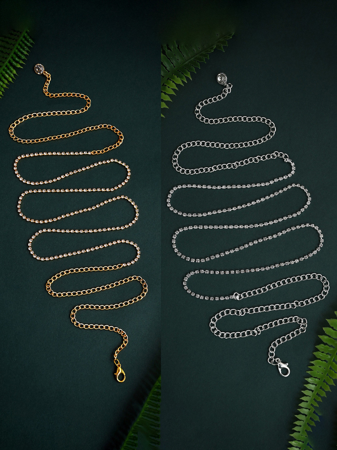 VAMA 2 Pcs Stone Studded Waist Belt Kamarband