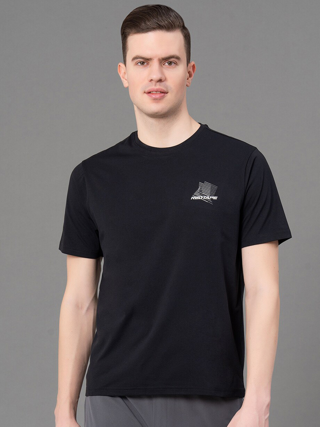 Red Tape Abstract Printed Round Neck Short Sleeves Anti-Microbial Training T-shirt