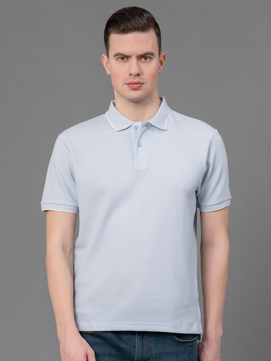 Red Tape Stretch Self Design T-Shirt