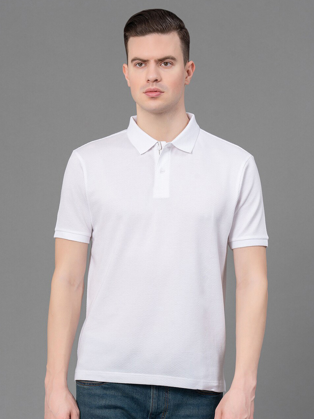 Red Tape Modal Self Design T-Shirt