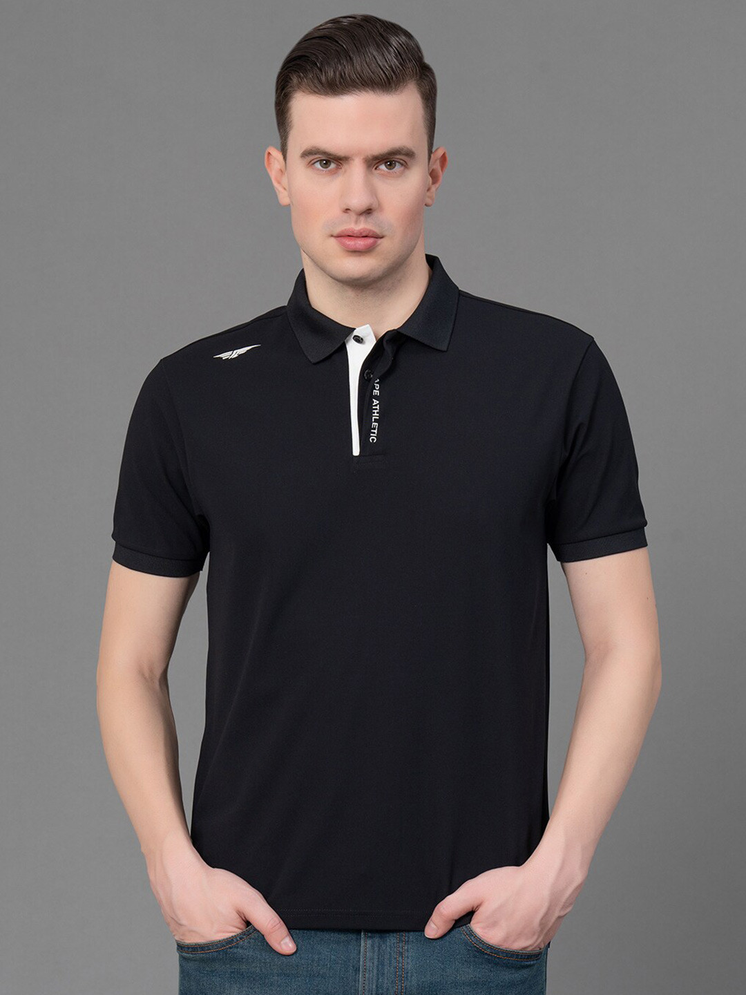 Red Tape Polo Collar Short Sleeves Button T-shirt