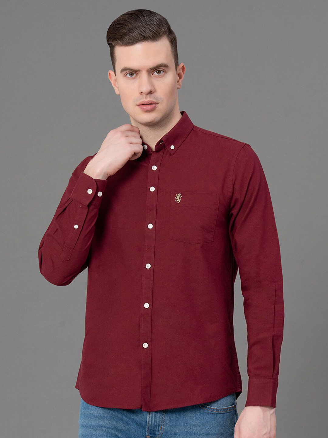 Red Tape Pure Cotton Button-Down Collar Oxford Casual Shirt