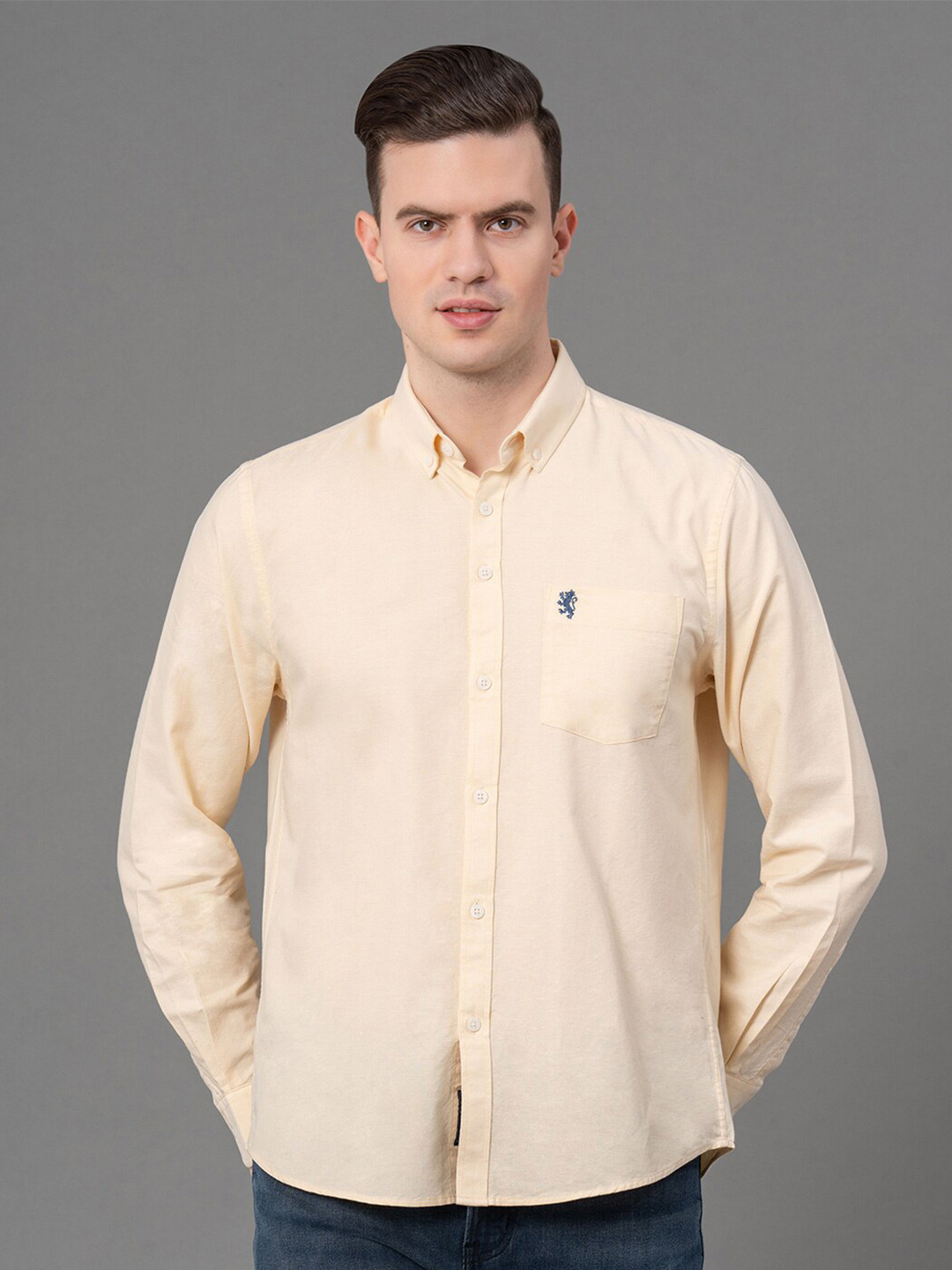 Red Tape Pure Cotton Button-Down Collar Oxford Casual Shirt