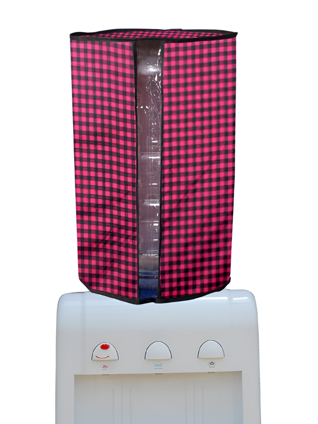 Stylista Magenta & Black Gingham Printed Dustproof & Waterproof Water Dispenser Cover