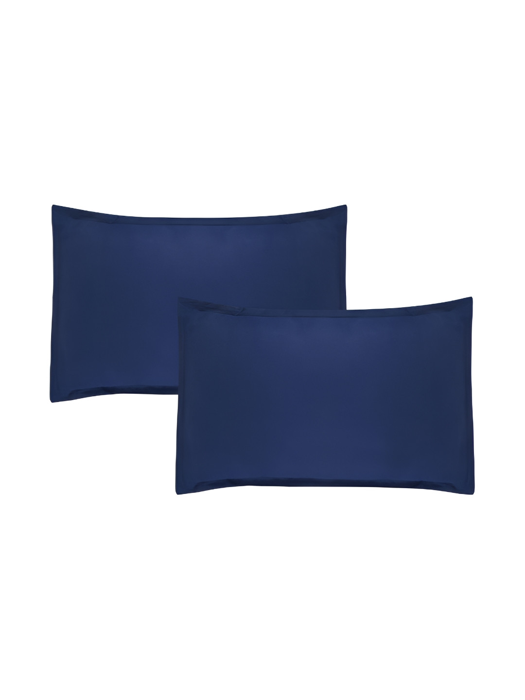 Trance Home Linen Navy Blue 2 Pieces Solid Pure Cotton Rectangle Pillow Covers