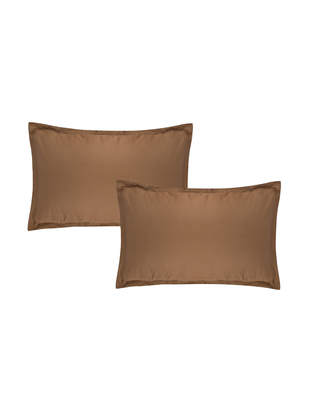 Trance Home Linen Brown 2 Pieces Pure Cotton Rectangle Pillow Covers