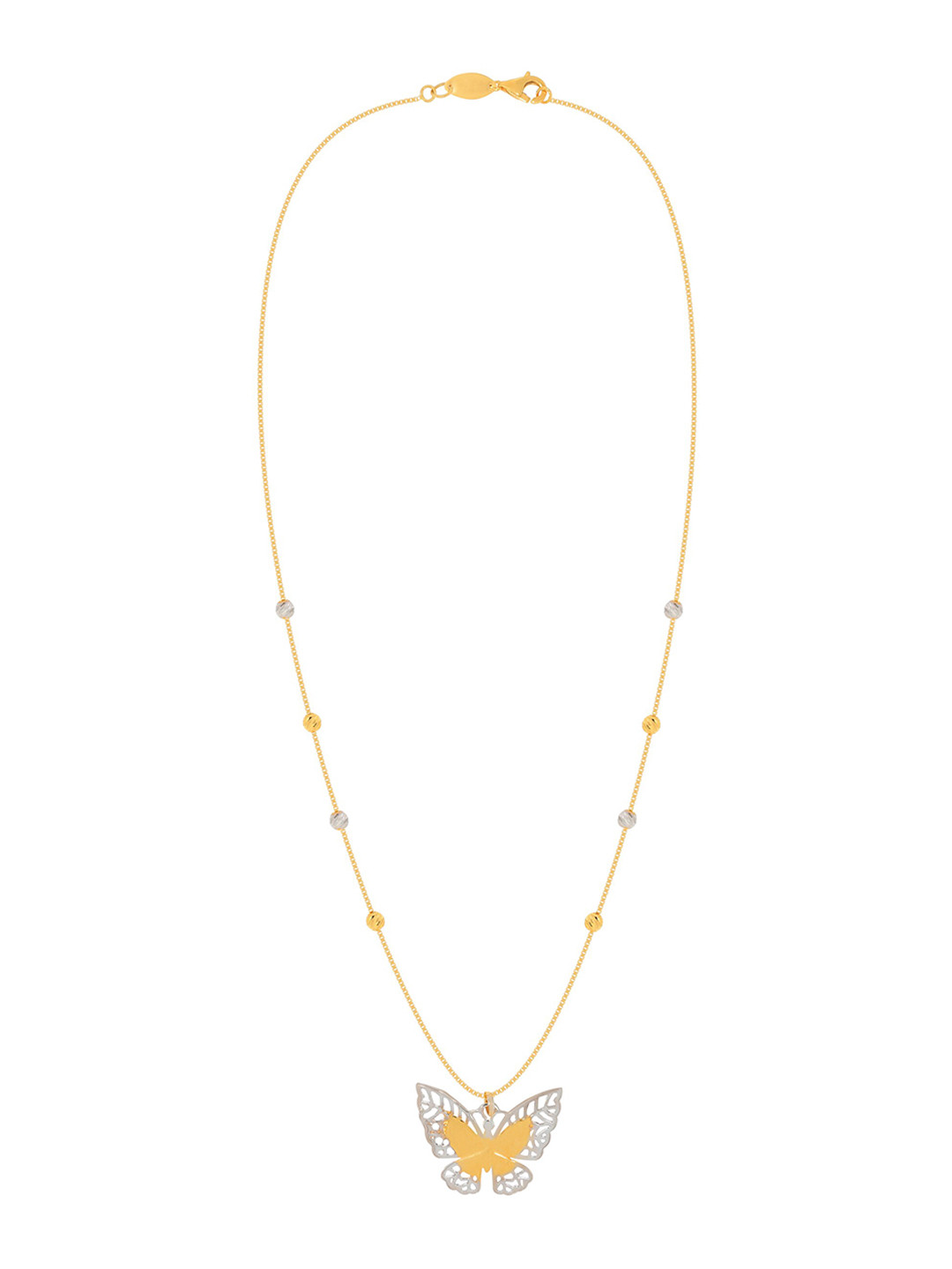 BHIMA Jewels 22K Hallmark 916 Purity Yellow Gold Butterfly Pent Necklace
