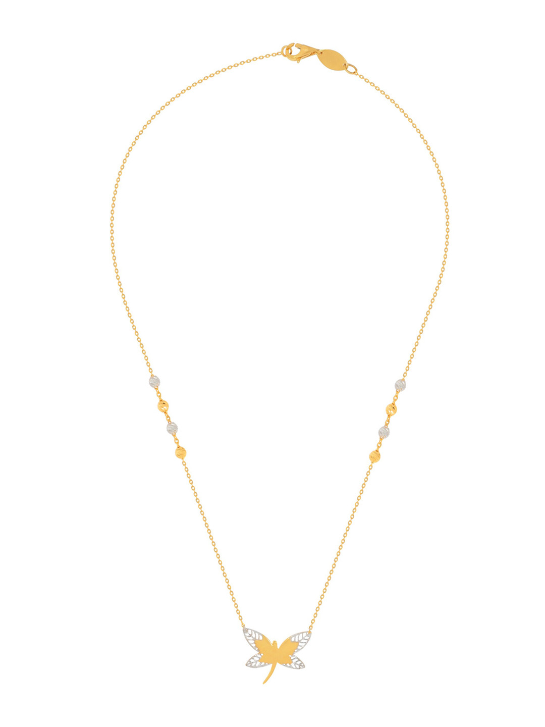 BHIMA 22K Hallmark 916 Purity Yellow Gold Butterfly Pent Necklace