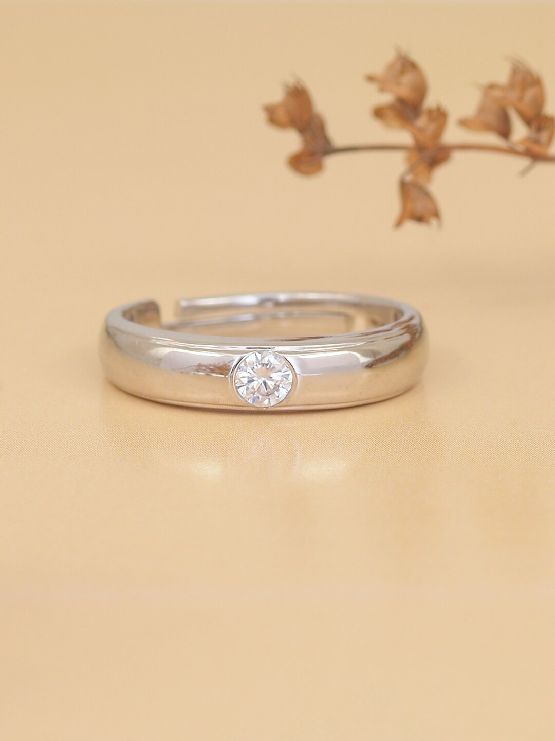 Ornate Jewels 925 Silver 0.5 Carat Adjustable Solitaire Ring for Men