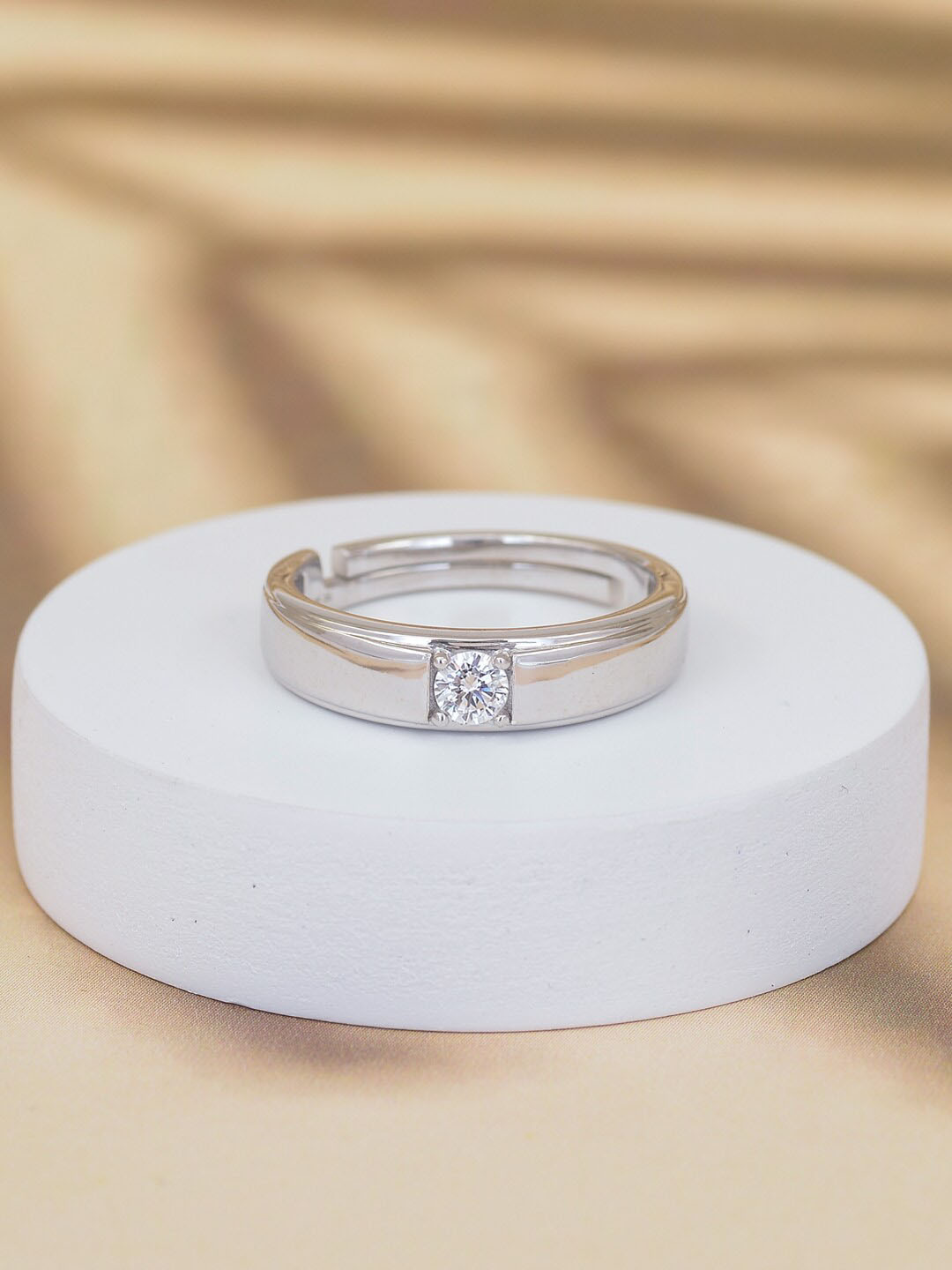 Ornate Jewels 925 Silver 0.5 Carat Solitaire Adjustable Ring for Men