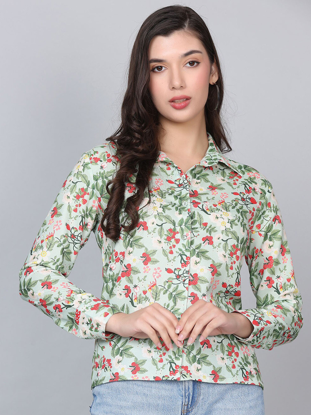 HAUTEQUE Modern Floral Printed Opaque Casual Shirt