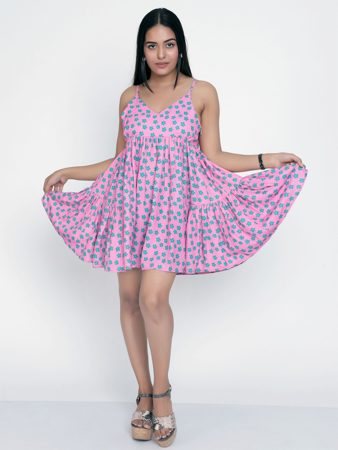 HAUTEQUE Floral Print Fit & Flare Mini Dress