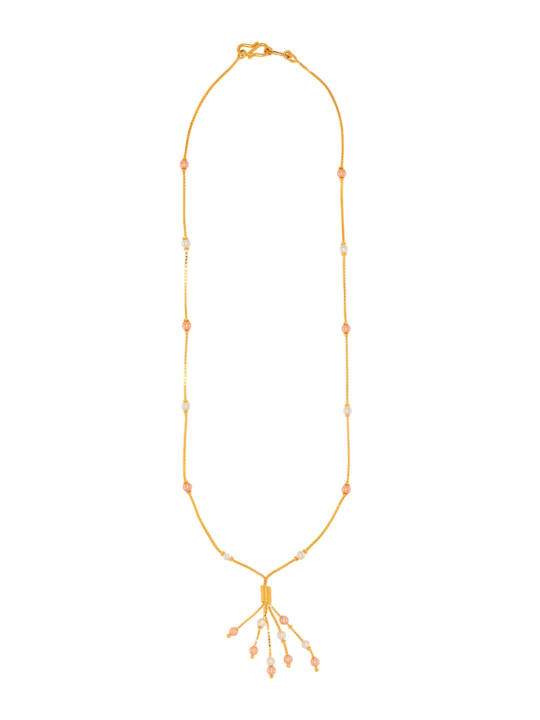 BHIMA Jewels 22K Hallmark 916 Purity Yellow Gold Pearl Hanging Necklace