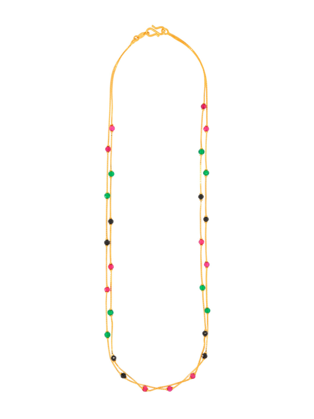 BHIMA 22K Hallmark 916 Purity Yellow Gold Double Layer Stone Necklace