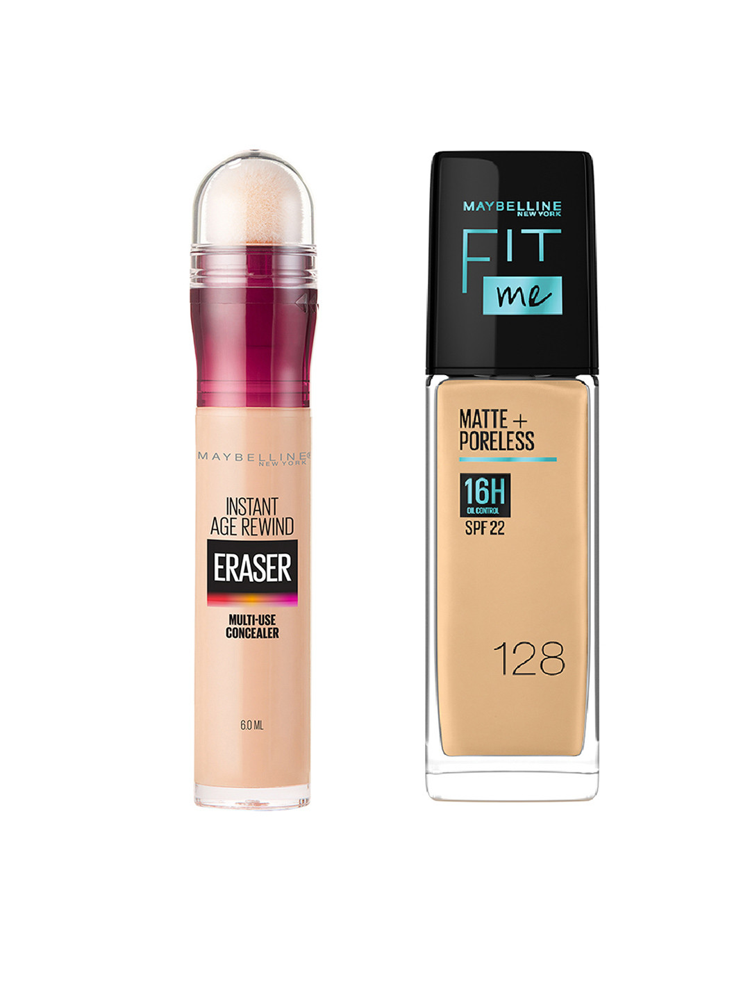 Maybelline New York Instant Age Rewind Eraser Concealer & Fit Me Matte+Poreless Foundation