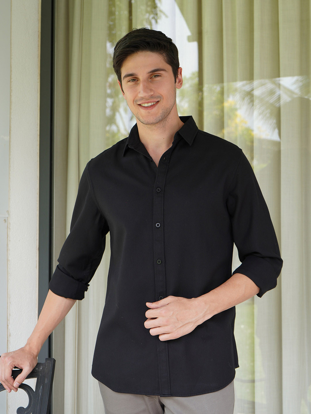 ARISTOBRAT Premium Slim Fit Twill Tencel Cotton Casual Shirt