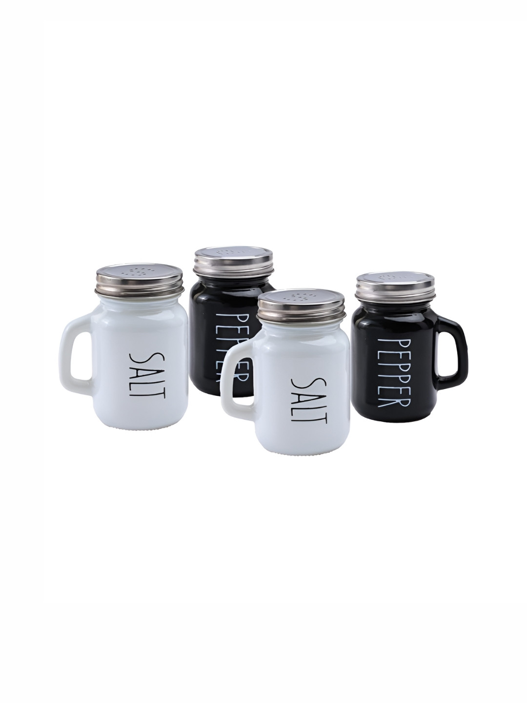The Better Home Black & White 2 Pieces Printed Glass Salt And Pepper Shakers