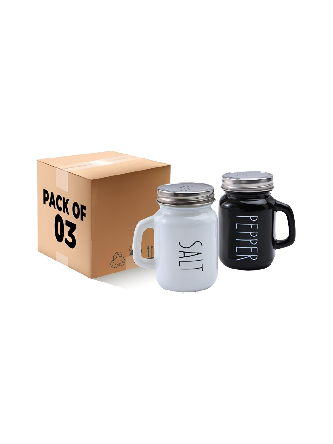 The Better Home Black & White 2 Pieces Glass  Salt And Pepper Shakers