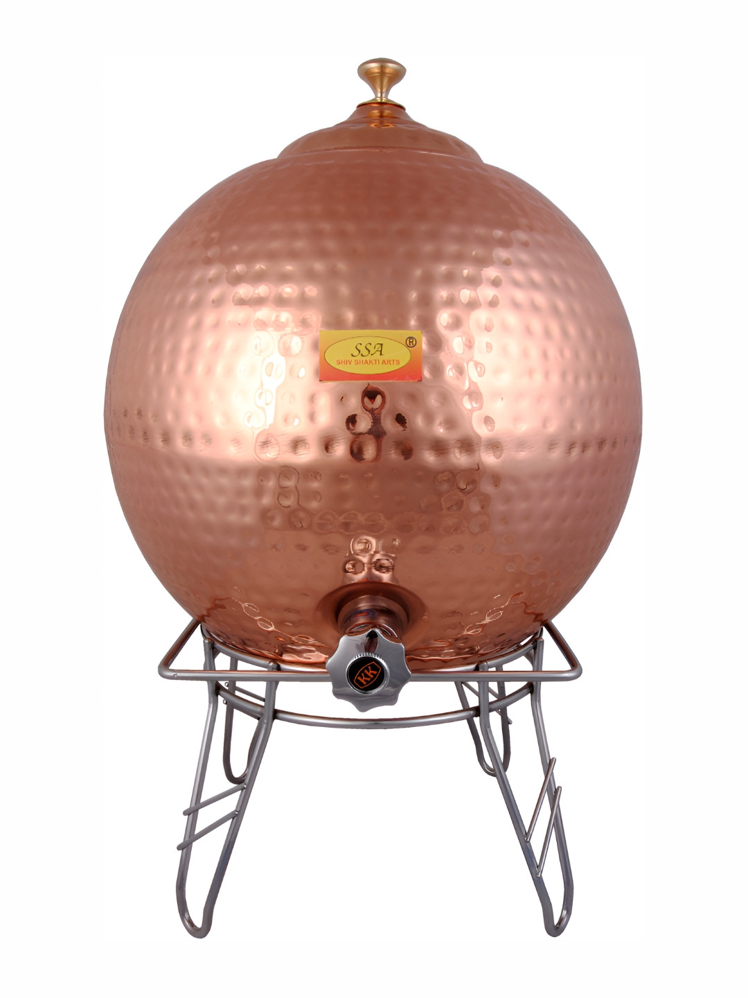 Shivshakti Arts 2 Pieces Copper Water Dispenser Container Pot With Stand 12 l