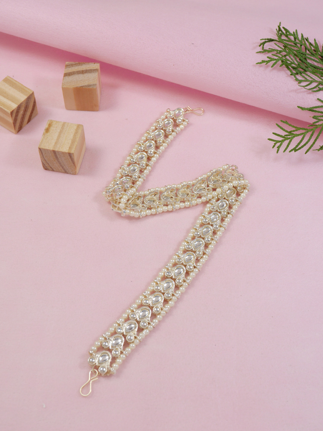 I Jewels Gold-Plated Matha Patti Head Jewellery