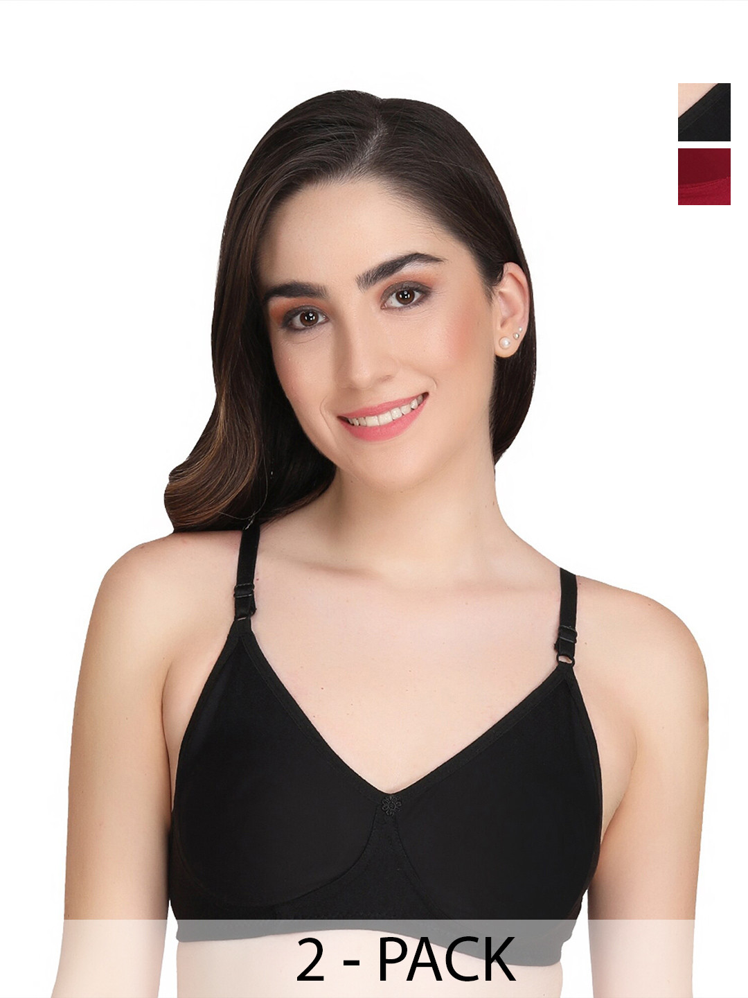 Liigne Pack Of 2 Everyday Bra Full Coverage Lightly Padded All Day Comfort