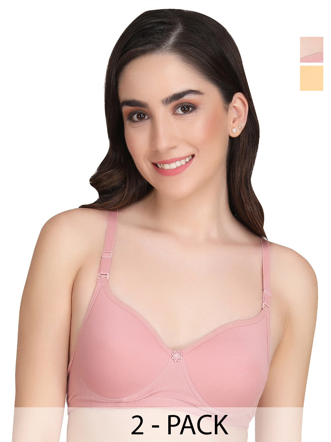 Liigne Pack Of 2 Full Coverage Lightly Padded Everyday Bras- All Day Comfort