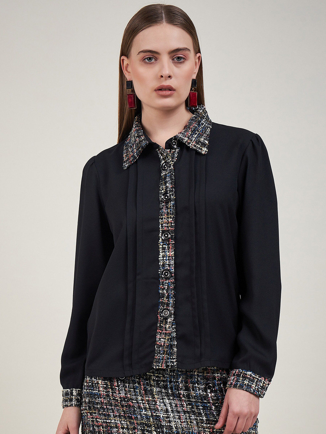 KASSUALLY Comfort Pin Tucks Opaque Casual Shirt