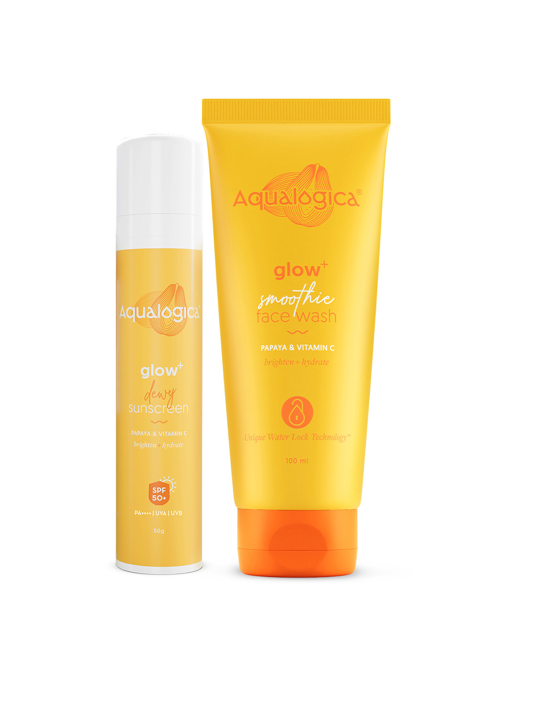 Aqualogica Everyday Glow+ Combo (Dewy Sunscreen 50g + Smoothie Face Wash 100ml) at ₹349 (50% Off) – Myntra